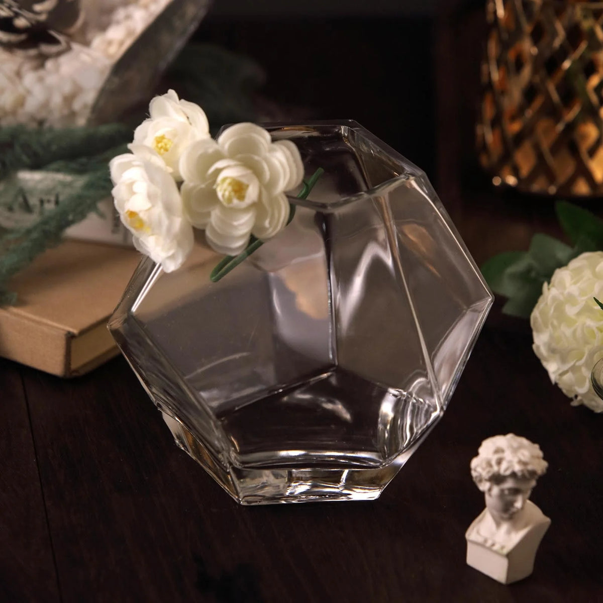 2 Pack 5" Clear Honeycomb Glass Vases S9050