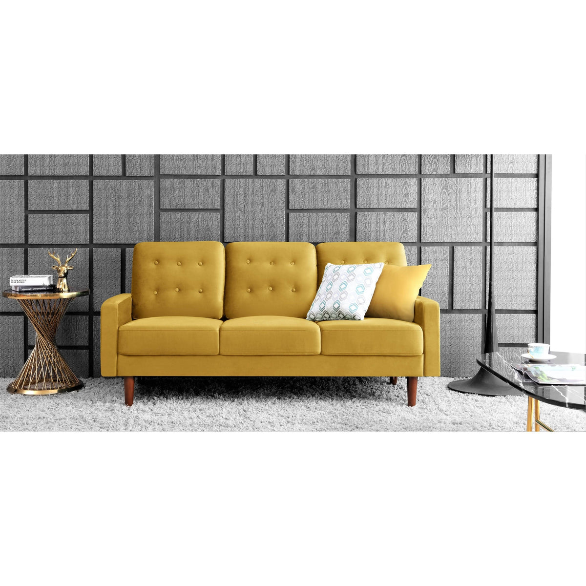 Blue Upholstered Button Tufted Sofa R8142