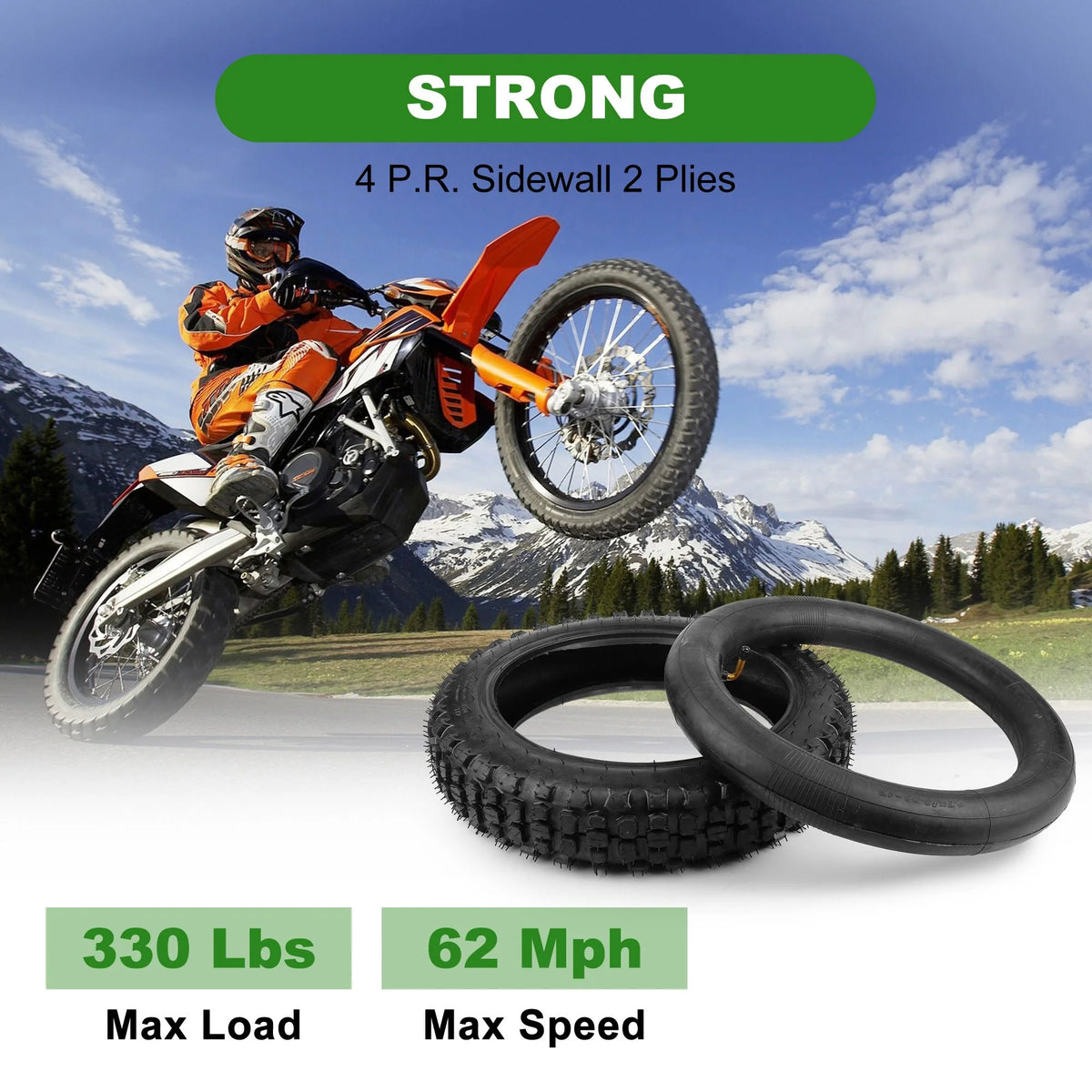 3.00-12 Dirt Bike Tire and Inner Tube Set A619