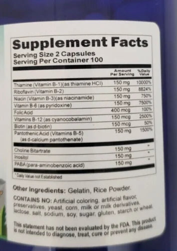 Triple Strength Vitamin B Complex 200 Capsules K6515
