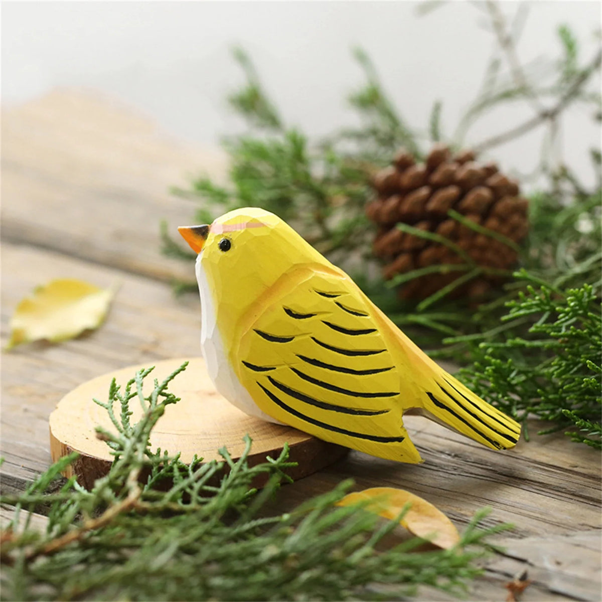 Small Wood Bird Statue Handmade Carving Decoration G810
