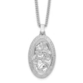 Rhodium-plated Oval St. Christopher Medal Necklace O626767