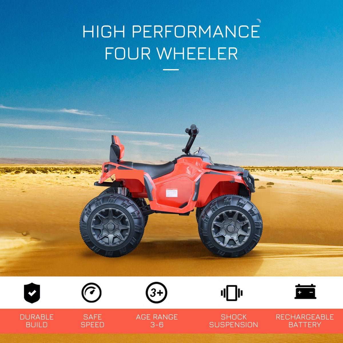 Kids Ride-On ATV Car with Headlights - Red G4423