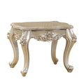 Marble Top End Table with Engraved Wood Feet P7563