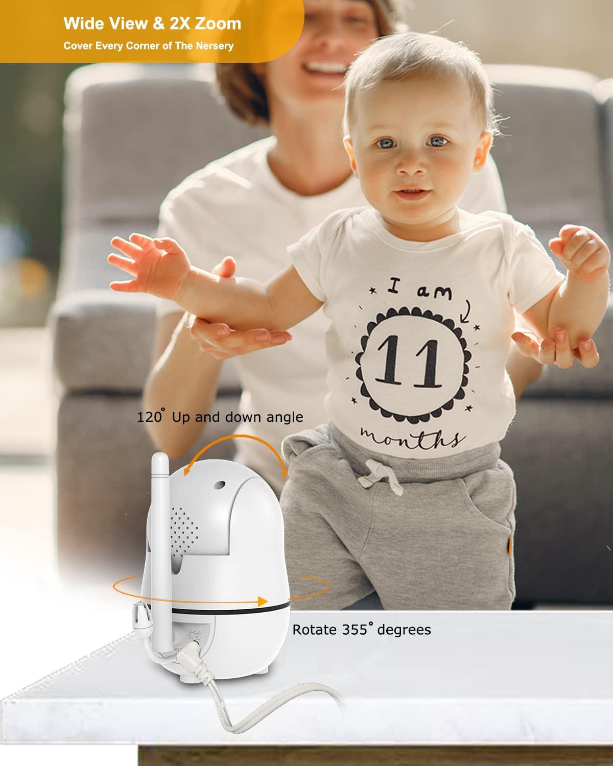 Baby Monitor with Camera and Audio, 3.2'' LCD Screen, Infrared Night Vision, Two Way Audio T16261
