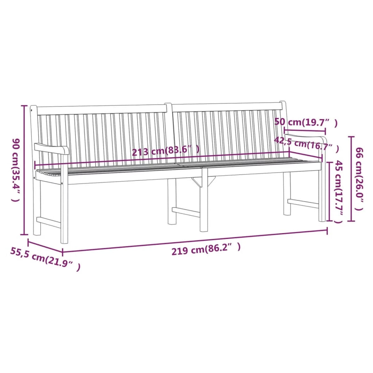 Solid Acacia Wood Patio Bench C717798