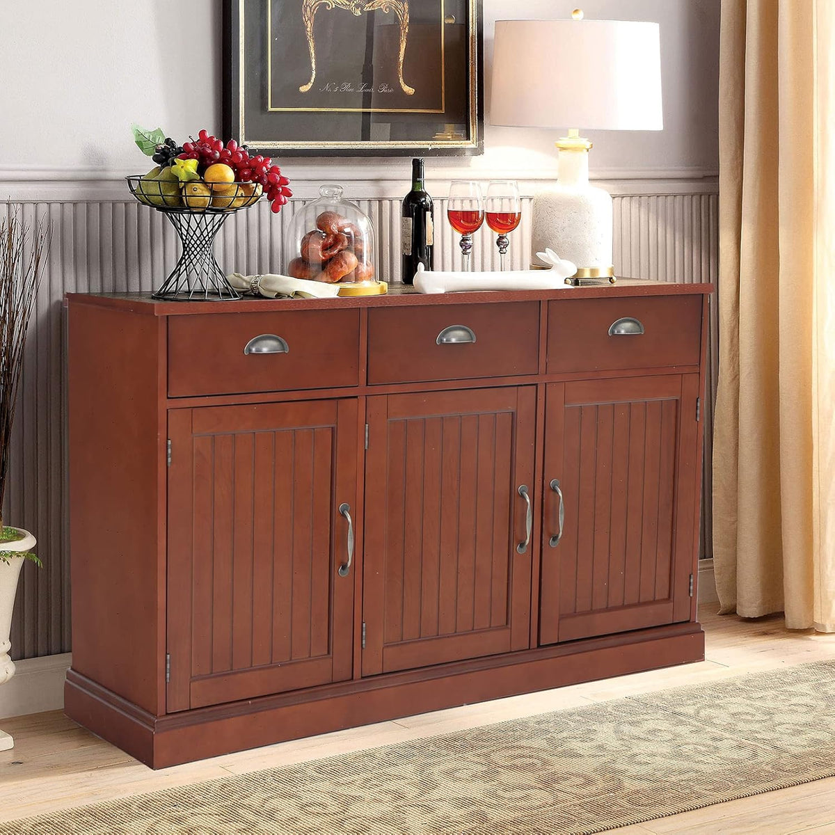 3 Door 3 Drawer Sideboard Buffet Storage Cabinet S125