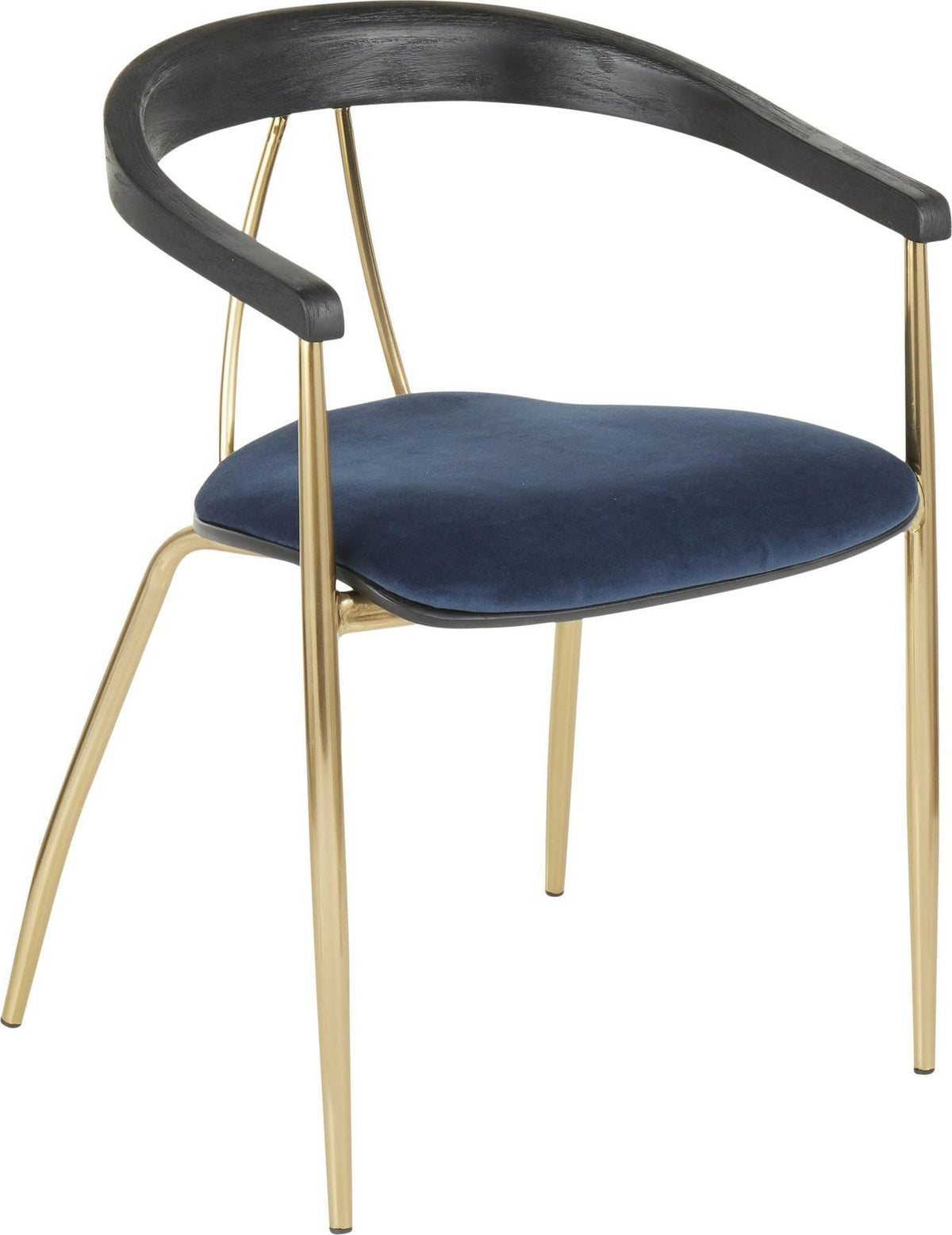 Blue Velvet Gold Metal Chair Set of 2 B5069