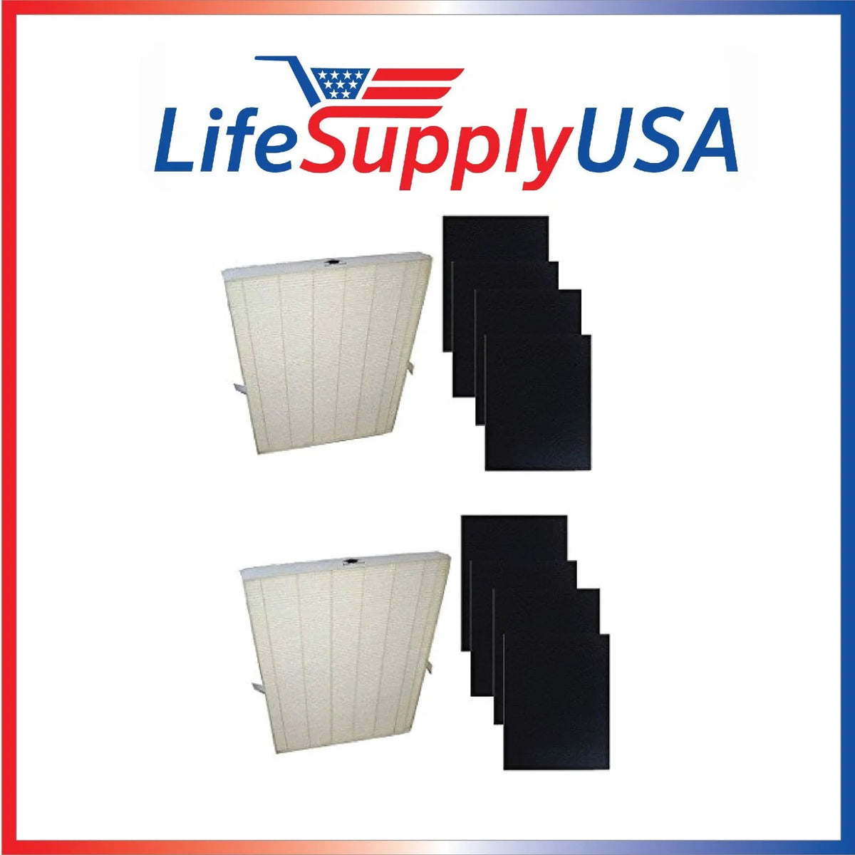 2 Pack Replacement HEPA Air Purifier Filter with 8 Carbon Pre Filters B782