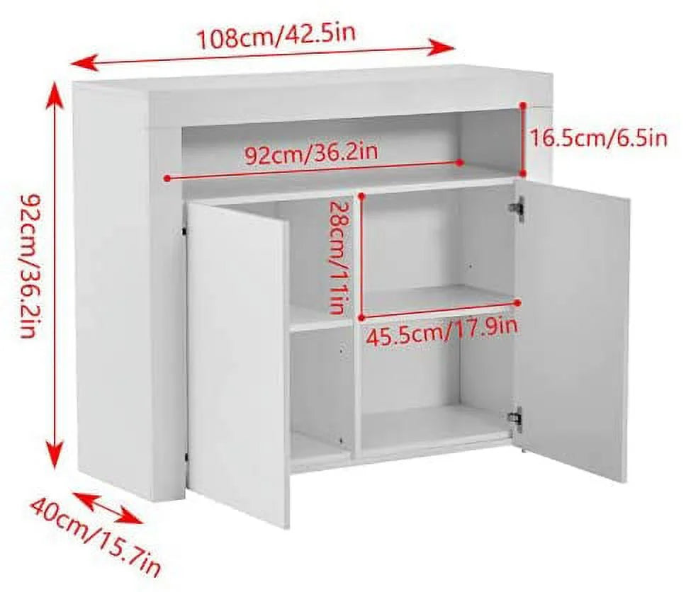 LED High Gloss Sideboard Buffet Cabinet E630