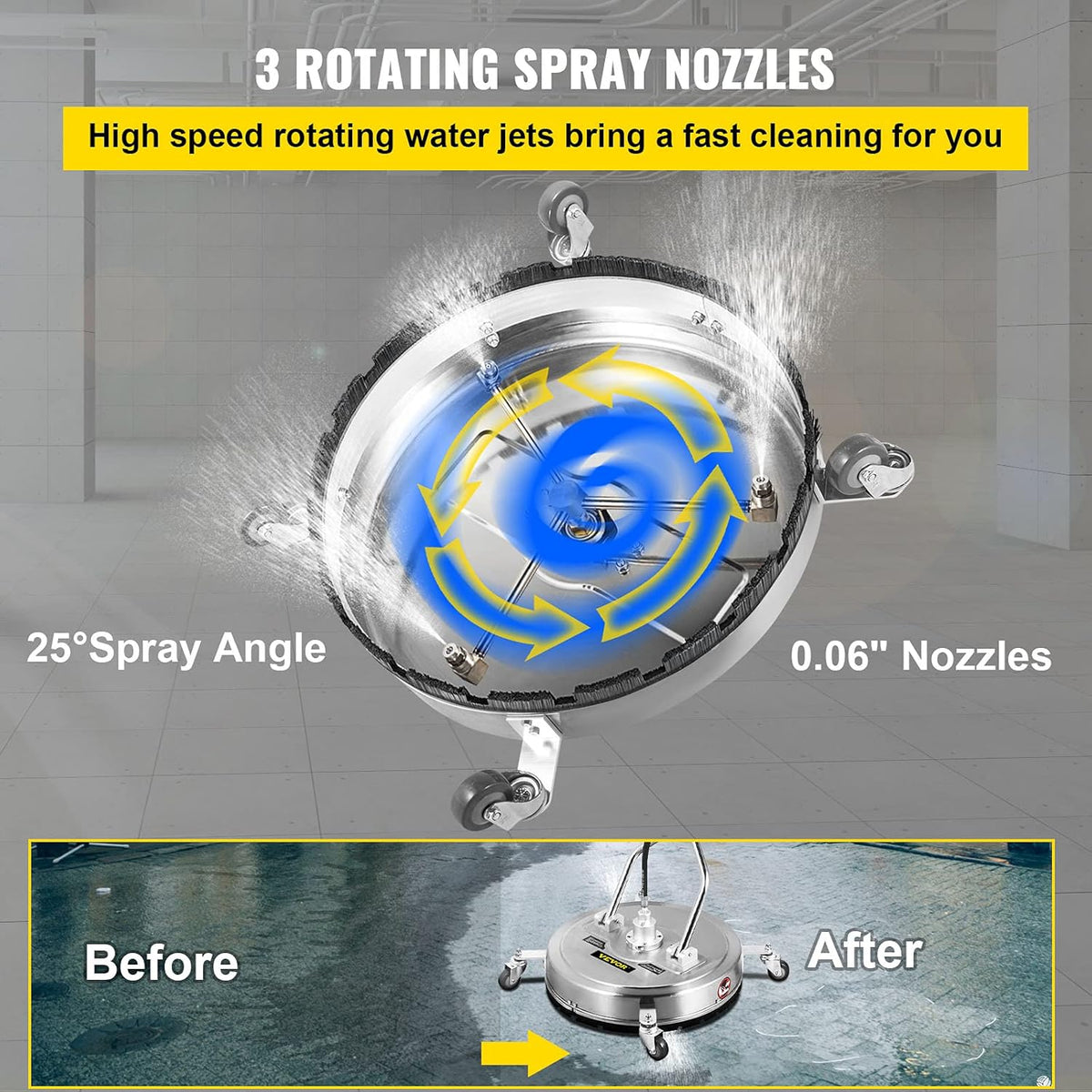 24" Stainless Steel Surface Cleaner with 3 Nozzles G1598