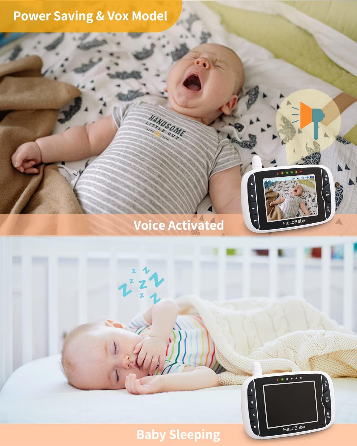 Baby Monitor with Camera and Audio, 3.2'' LCD Screen, Infrared Night Vision, Two Way Audio T16261