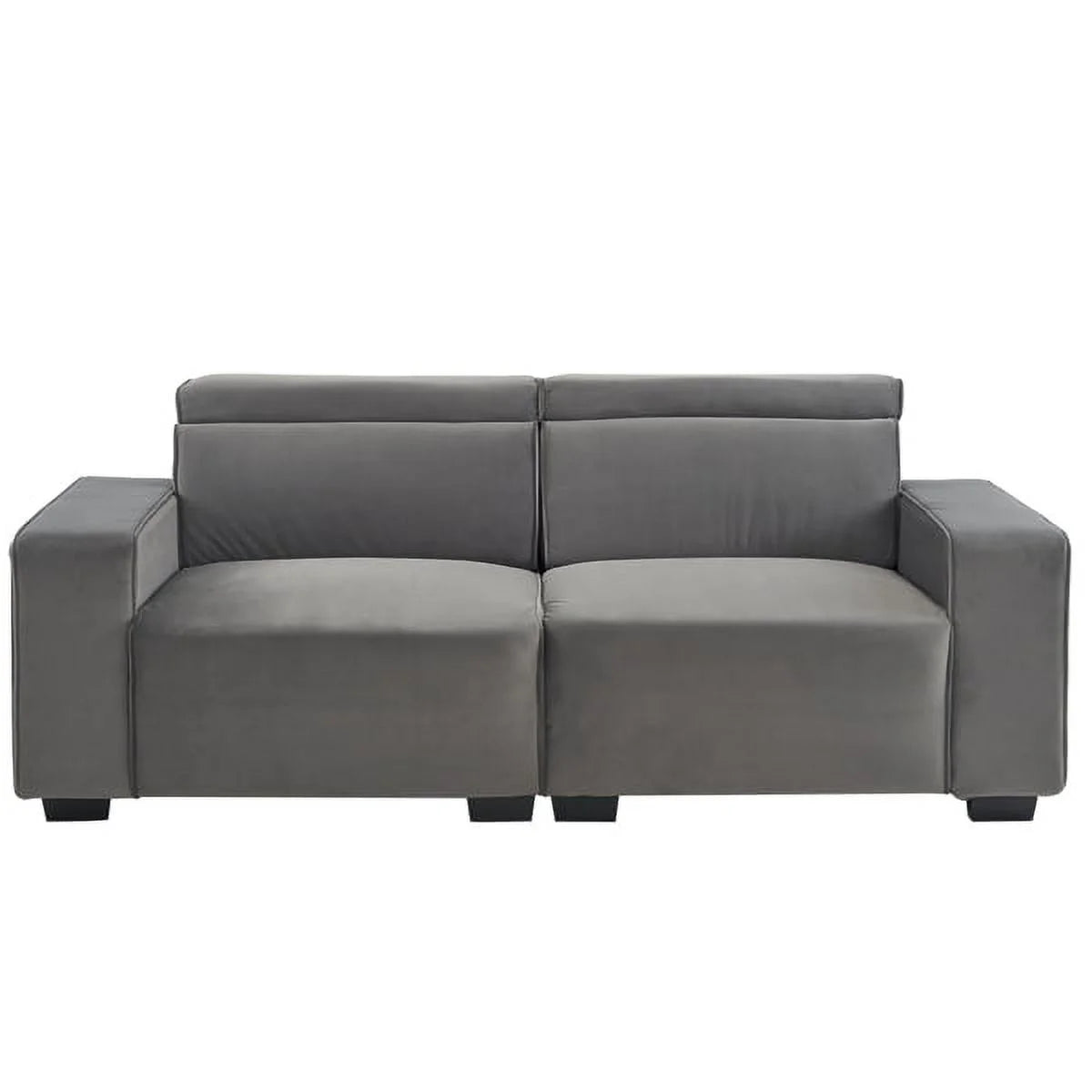 Dark Gray Velvet Two-Seater Sofa with Removable Armrests G35745