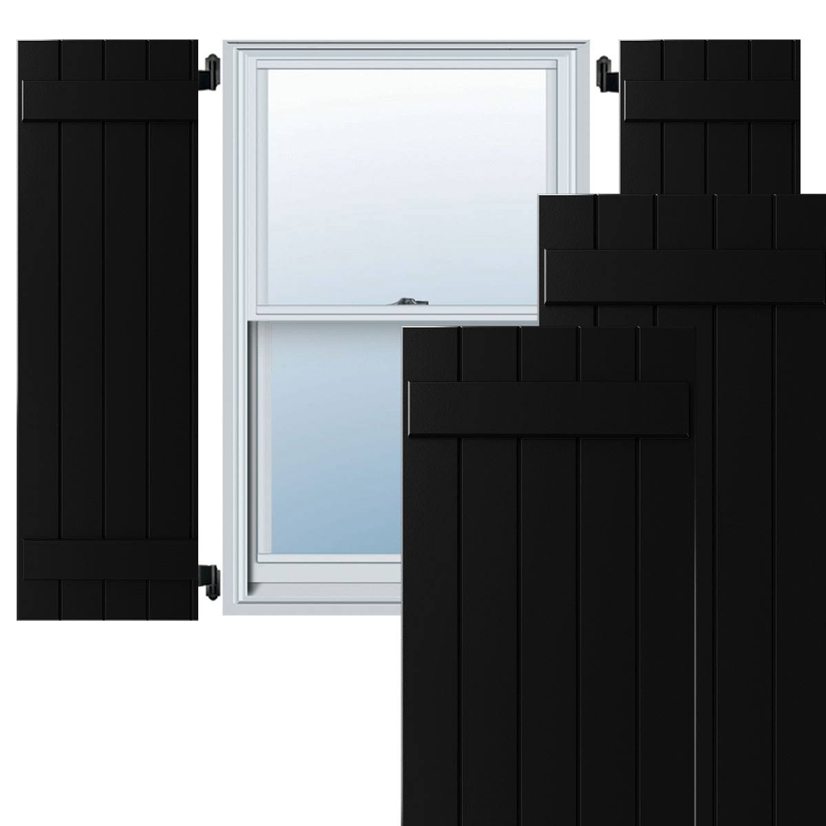 Black Composite Board-n-Batten Shutters (Per Pair) C463
