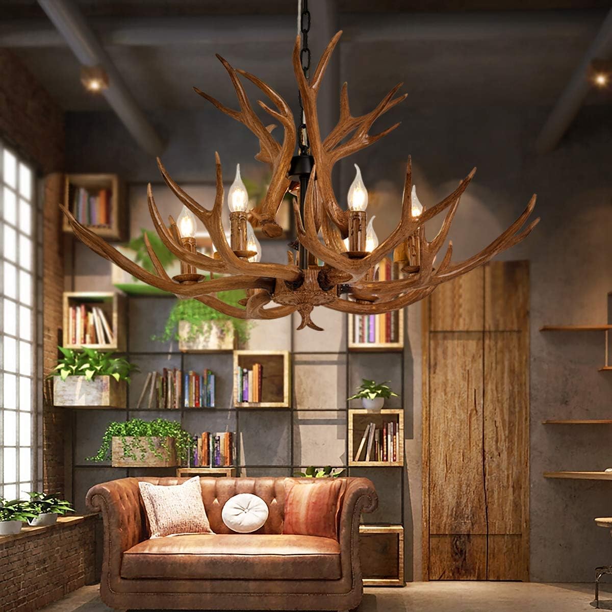 Resin Antler Chandelier, 6 Light Ceiling Light B858824