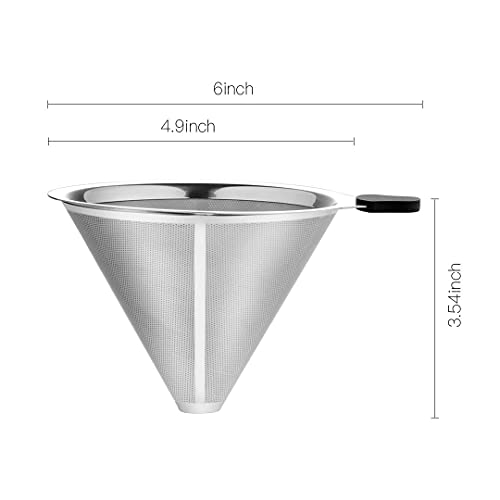 Stainless Steel Reusable Cone Coffee Mesh Dripper W1342