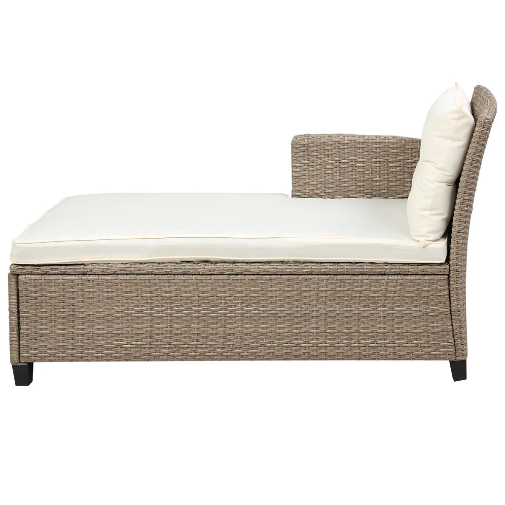 Beige Brown 4 Piece Wicker Rattan Sectional Sofa F228