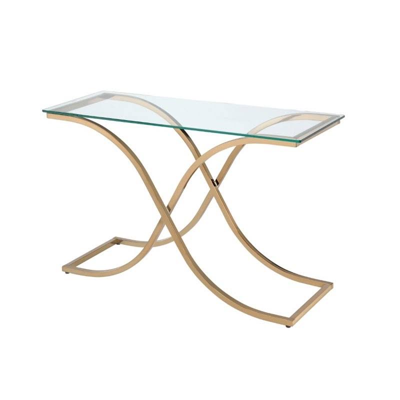 Glass Top Console Table in Champagne O415234