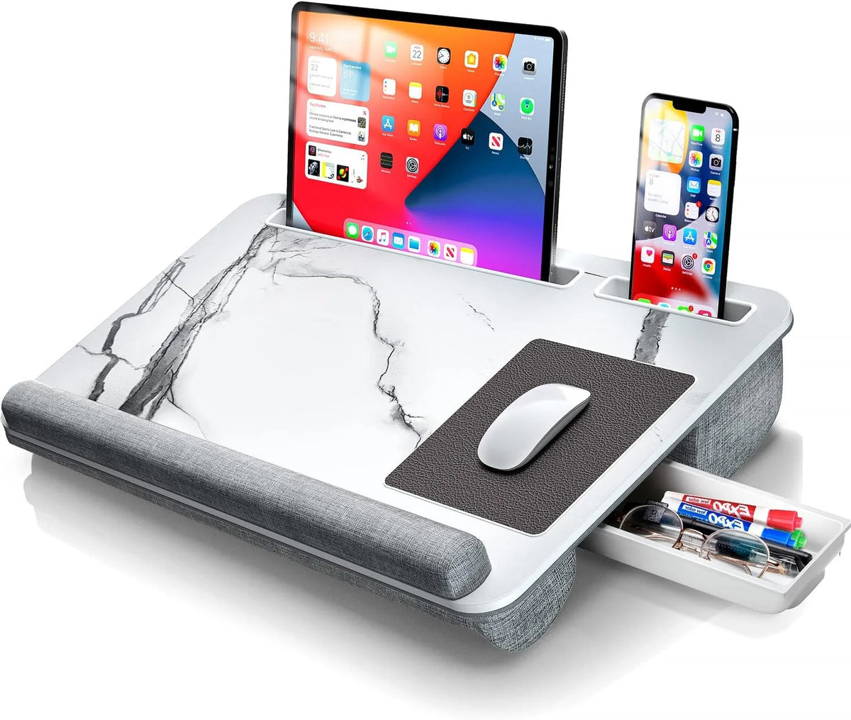 Foldable Lap Desk with Mouse Pad and Storage Drawer, Fits Up to 17" Laptop C5227