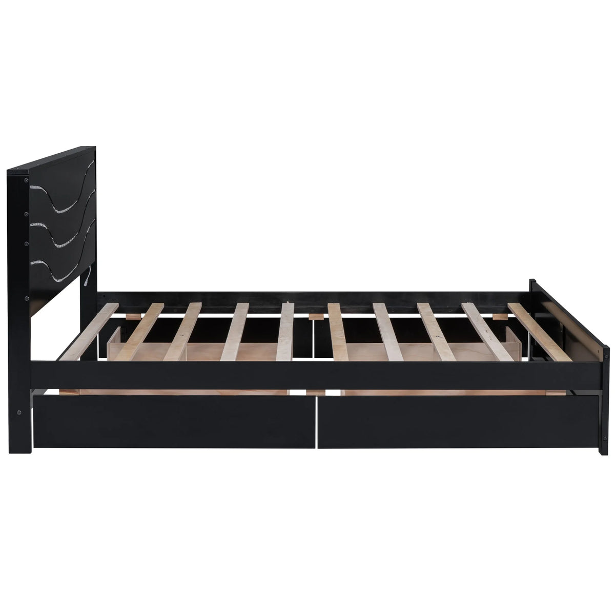 Queen Size Platform Bed with LED Light and 4 Storage Drawers Y8967