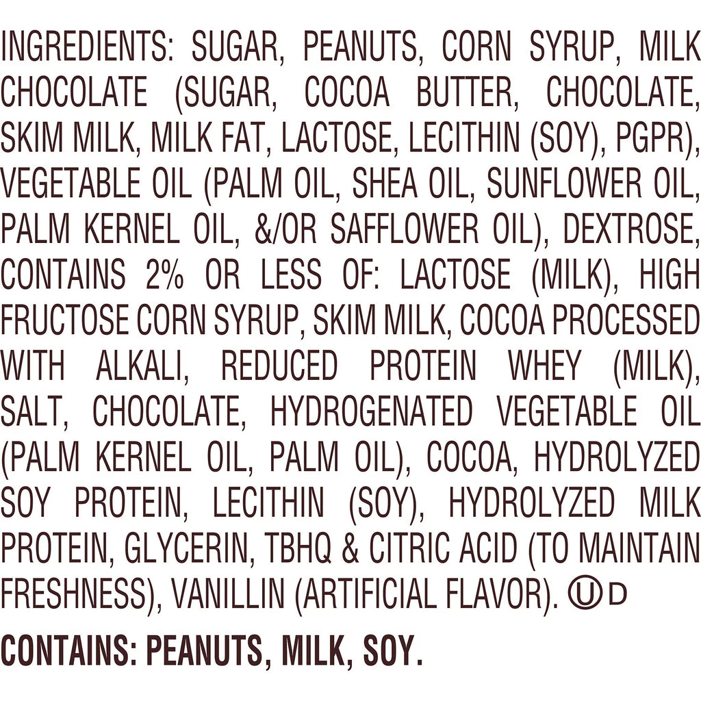 Peanut Butter Nougat Candy Bars 1.8 oz 18 Count H653