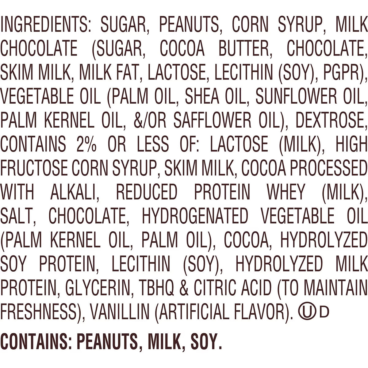 Peanut Butter Nougat Candy Bars 1.8 oz 18 Count H653