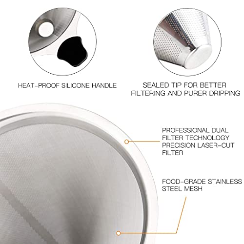 Stainless Steel Reusable Cone Coffee Mesh Dripper W1342
