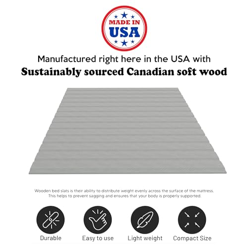 0.75-Inch Heavy Duty Vertical Wooden Bunkie Board/Bed Slats with Cover, Twin XL, Grey K4289