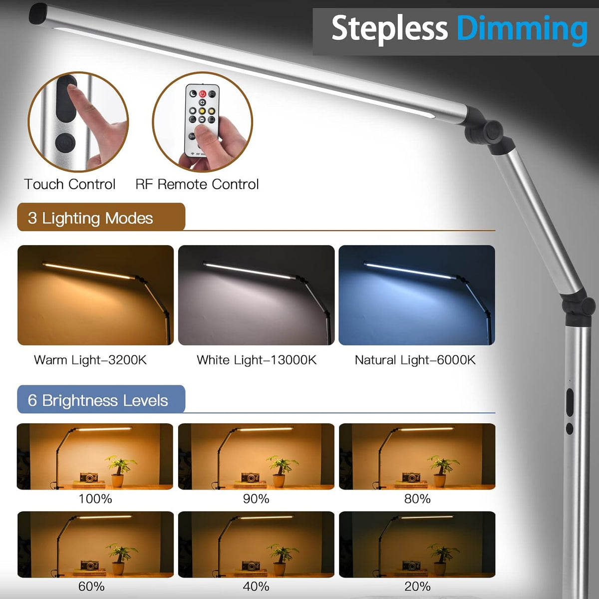 LED Desk Lamp with Clamp and Remote L505