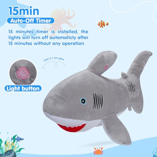 Gray Light Up Plush Shark Stuffed Animal D20006