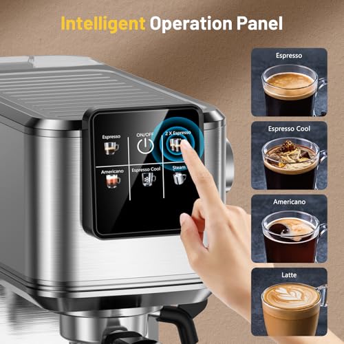 Espresso Coffee Machine with Milk Tank, 20Bar, Touch Screen, Steam Wand Q156