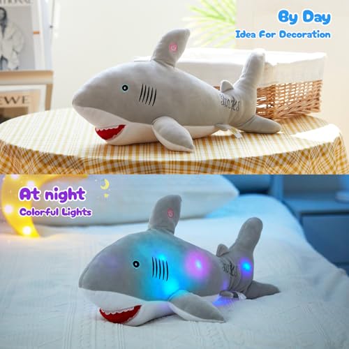 Gray Light Up Plush Shark Stuffed Animal D20006