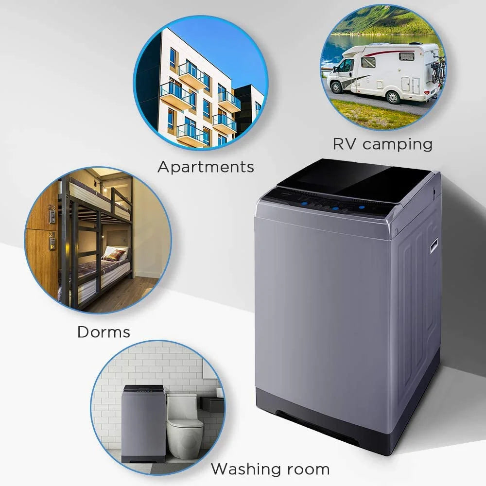 1.6 Cu.ft Portable Washing Machine, 11lbs Capacity Fully Automatic Compact Washer with Wheels, Magnetic Gray D102373