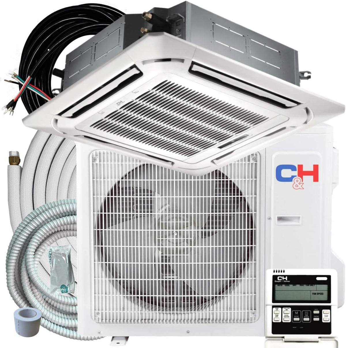 12,000 BTU Ceiling Cassette Mini Split AC/Heating System with Heat Pump B227