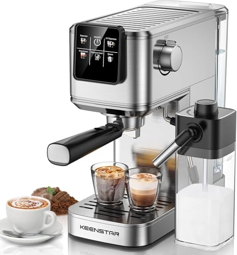 Espresso Coffee Machine with Milk Tank, 20Bar, Touch Screen, Steam Wand Q156