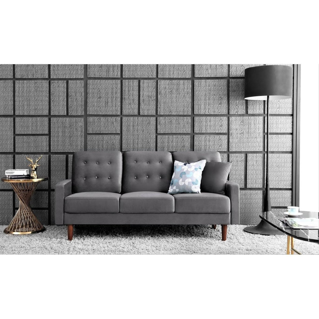 Blue Upholstered Button Tufted Sofa R8142
