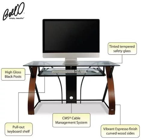 Curved Wood Computer Desk with Keyboard Tray N22912