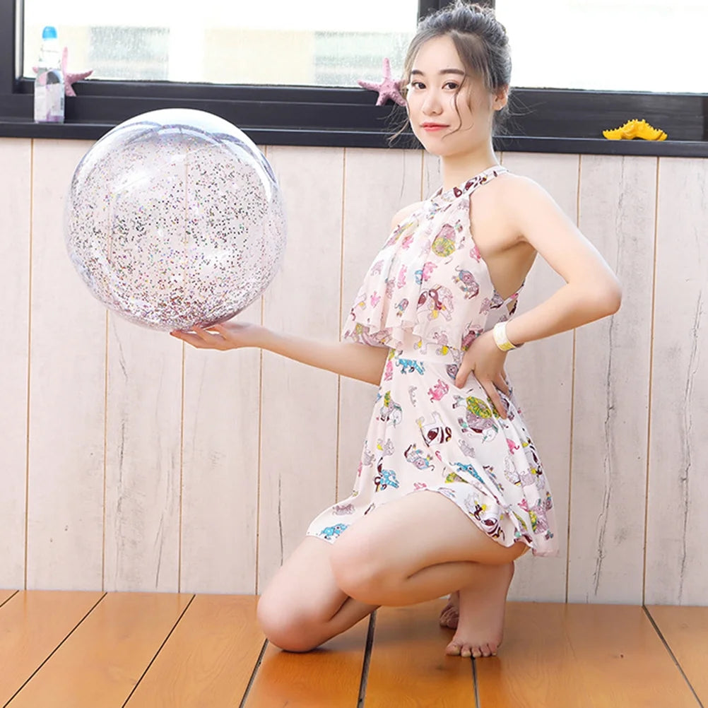 4pcs Glitter Sequin Beach Balls Inflatable PVC Toys with Pumps K289
