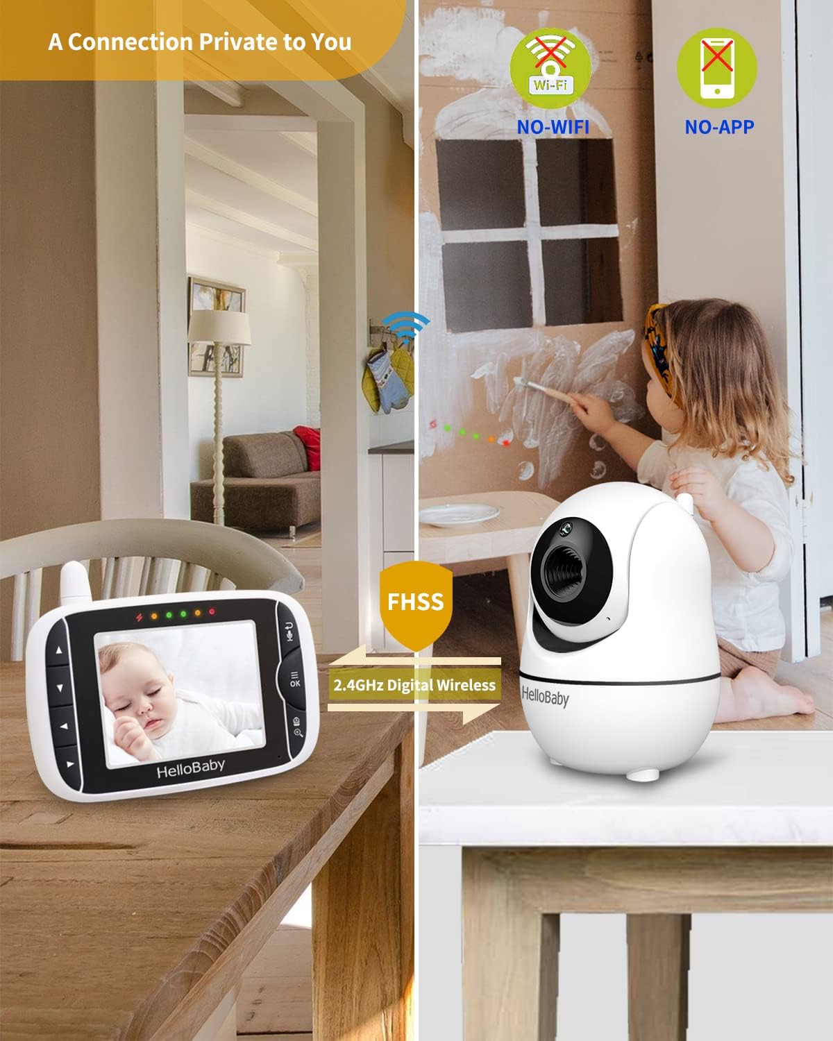 Baby Monitor with Camera and Audio, 3.2'' LCD Screen, Infrared Night Vision, Two Way Audio T16261