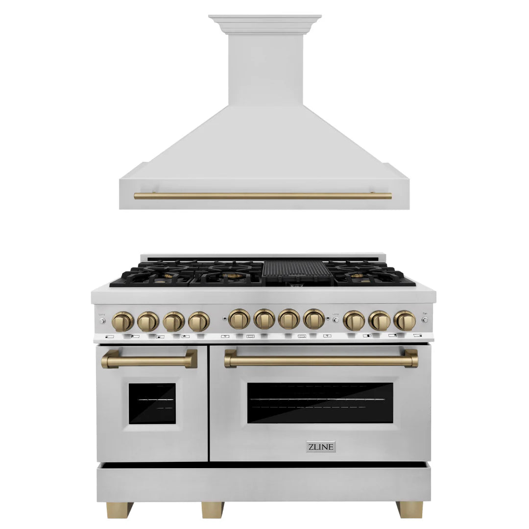 48 In. Dual Fuel Range and Range Hood in Stainless Steel W381395