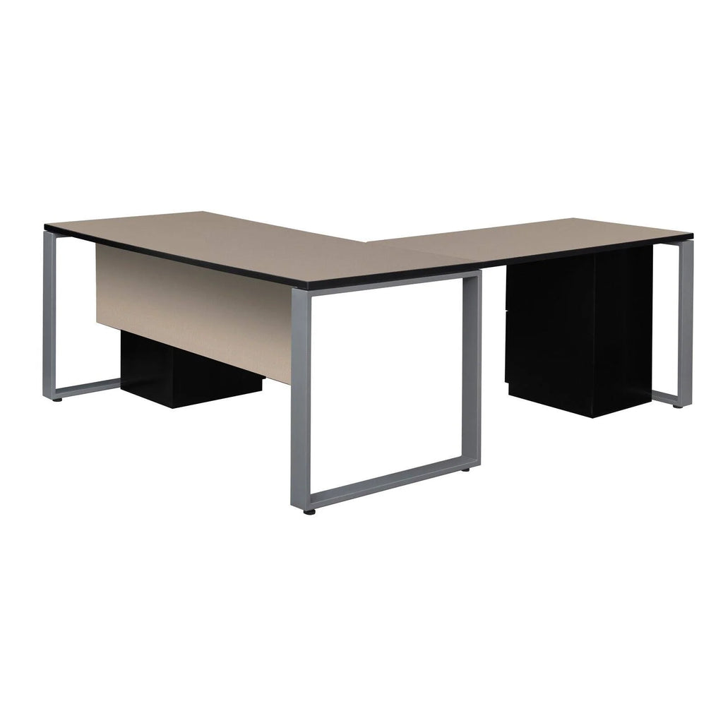 Double Metal Pedestal L-Desk with 42 in. Return Z4270