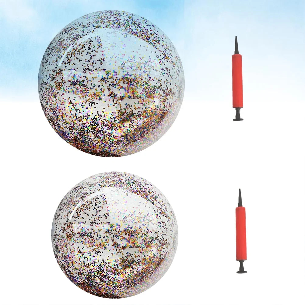 4pcs Glitter Sequin Beach Balls Inflatable PVC Toys with Pumps K289