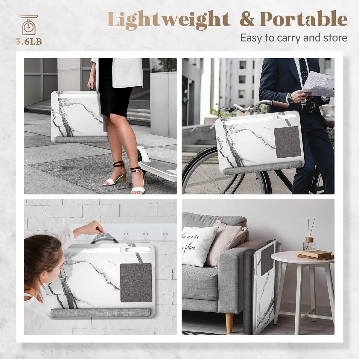 Foldable Lap Desk with Mouse Pad and Storage Drawer, Fits Up to 17" Laptop C5227