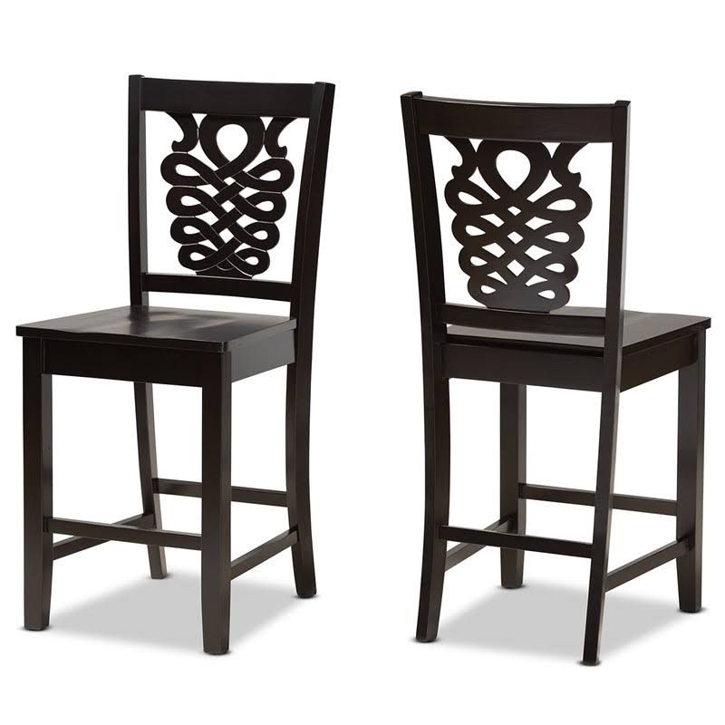 Dark Brown Wood 2-Piece Counter Stool Set W564596