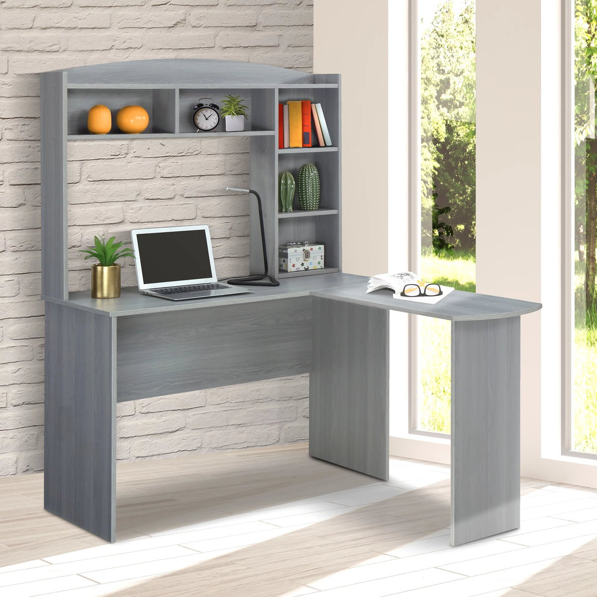 L-Shaped Desk with Hutch K101