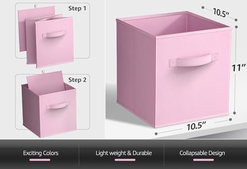 11 Inch Fabric Storage Cubes, 6 Collapsible Baskets with Handle Y93658