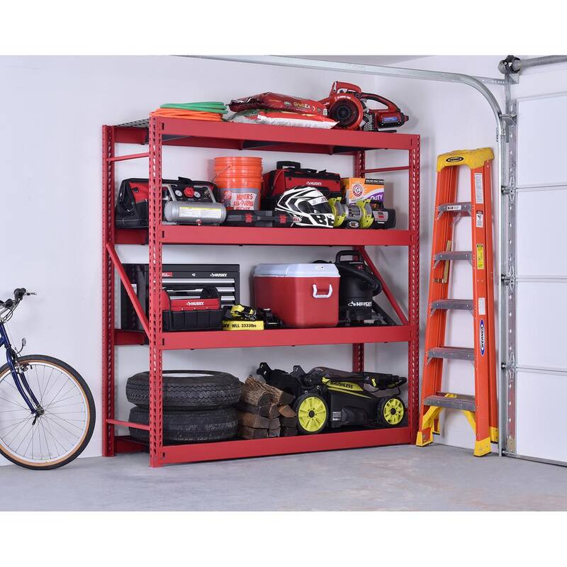 4-Tier Steel Freestanding Shelving Unit in Red V123252