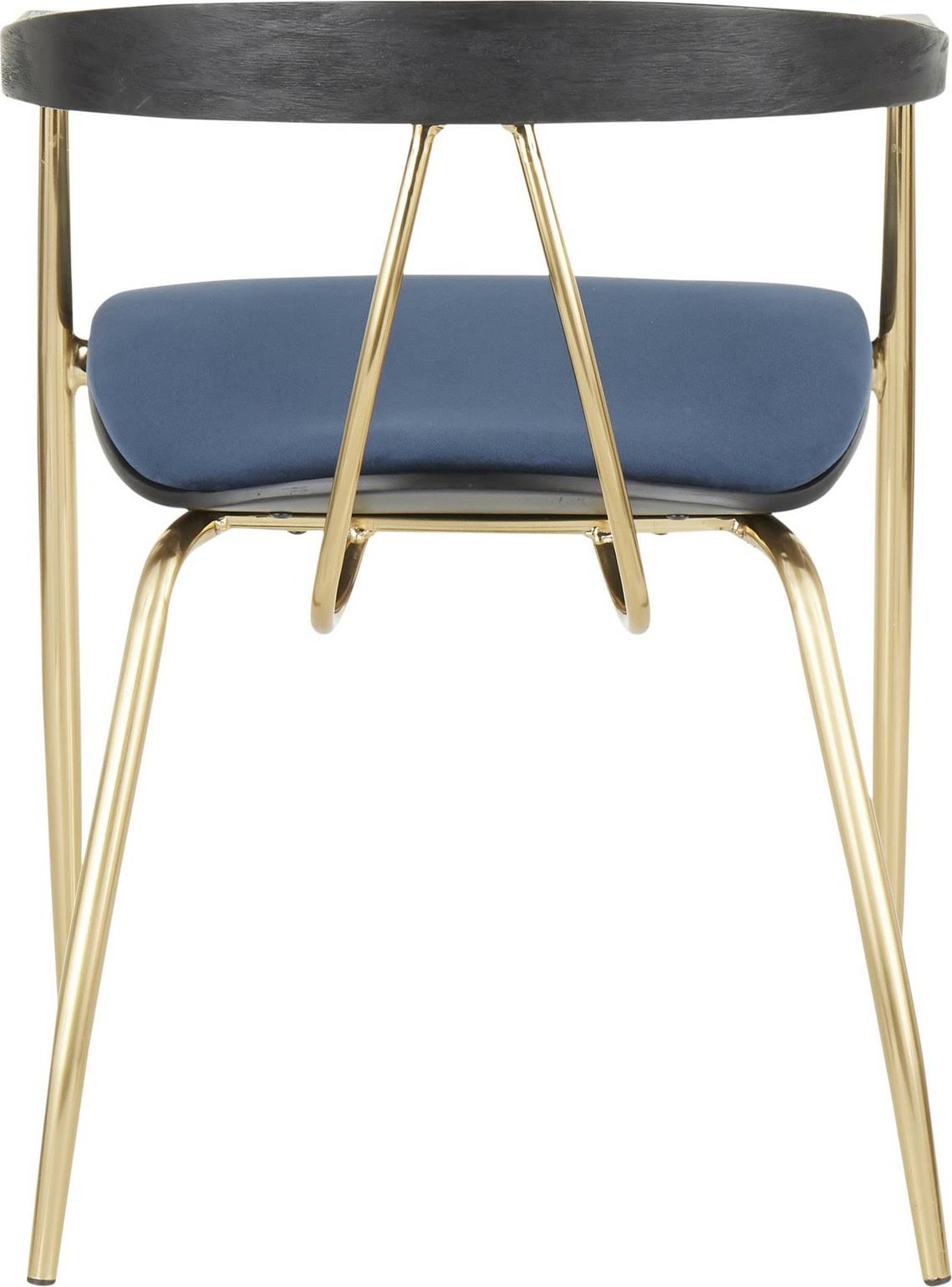 Blue Velvet Gold Metal Chair Set of 2 B5069