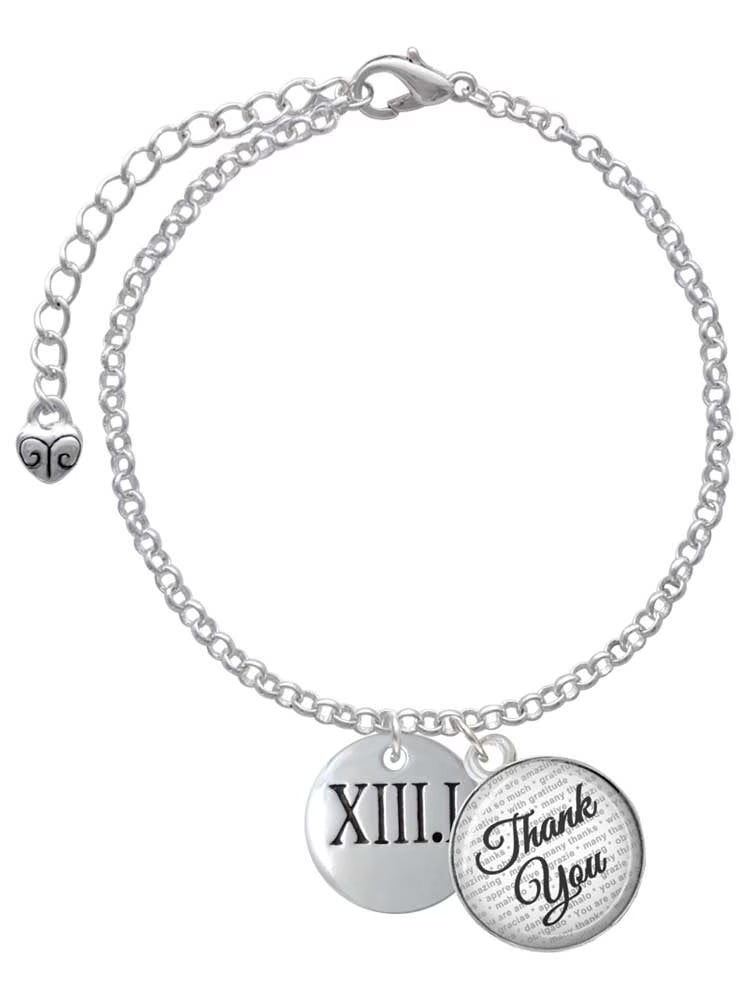 Silvertone Half Marathon Roman Numeral Charm Bracelet, 6"+2" D98693