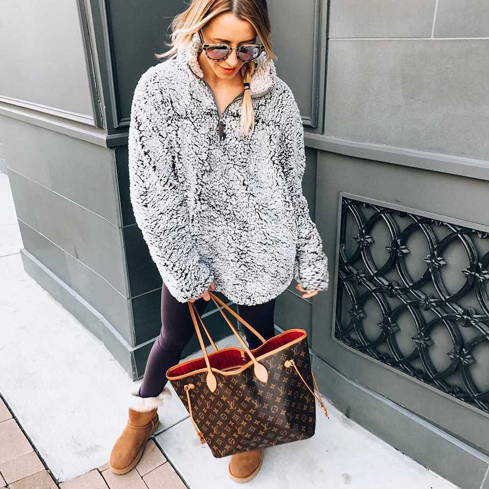 Faux Fur Sherpa Fleece Pullover Z573560